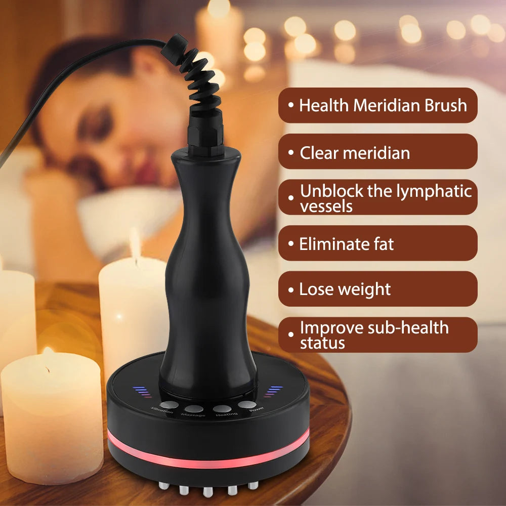 Appareil de massage Gua Sha électrique à micro-courant chauffant et vibrant pour le corps, brosse de massage méridienne amincissante et anti-cellulite
