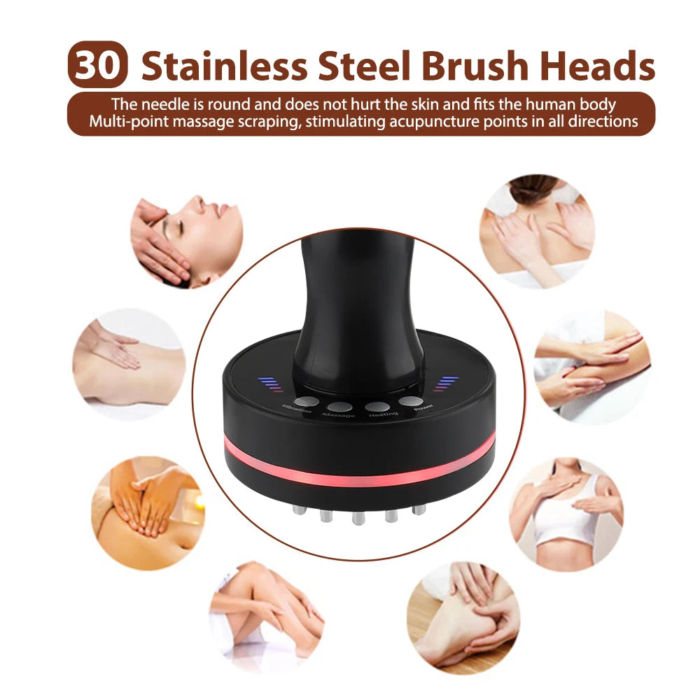 Appareil de massage Gua Sha électrique à micro-courant chauffant et vibrant pour le corps, brosse de massage méridienne amincissante et anti-cellulite
